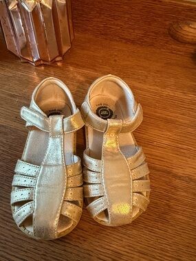 Livie & Luca Shimmery Gold T-Strap Kids Sandals
